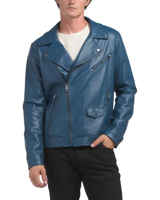 Мотоциклетная куртка из искусственной кожи Guess, цвет Dark Denim