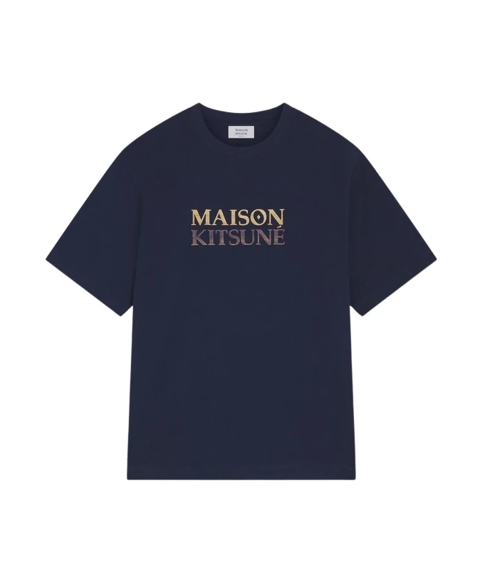 

Хлопковая футболка с логотипом Maison Kitsuné, синий