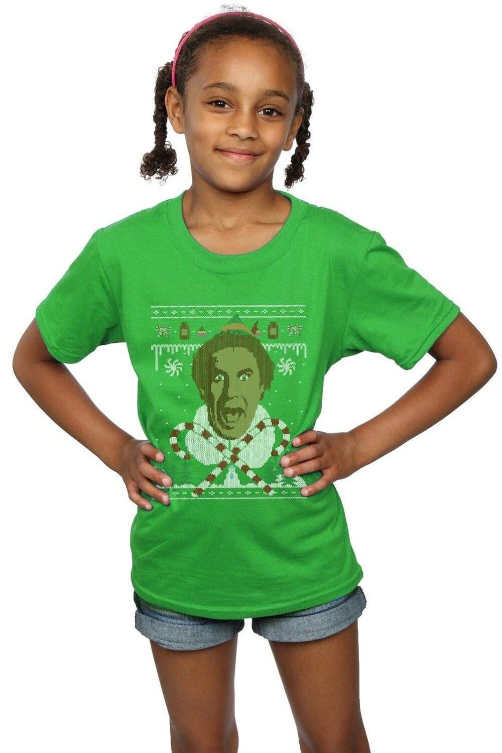 

Хлопковая футболка Christmas Fair Isle Elf, зеленый