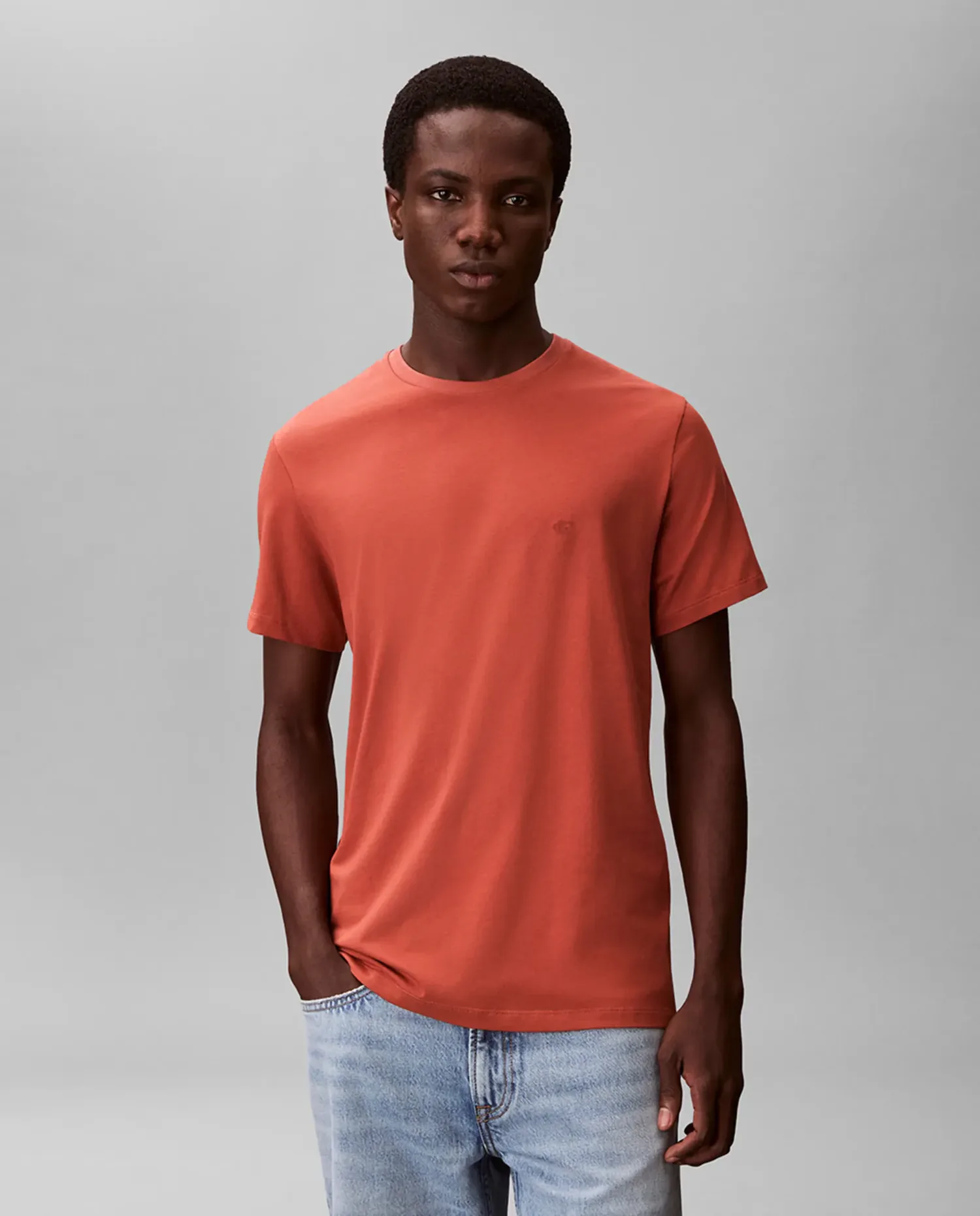 Мужская обтягивающая футболка с логотипом Calvin Klein, розовый