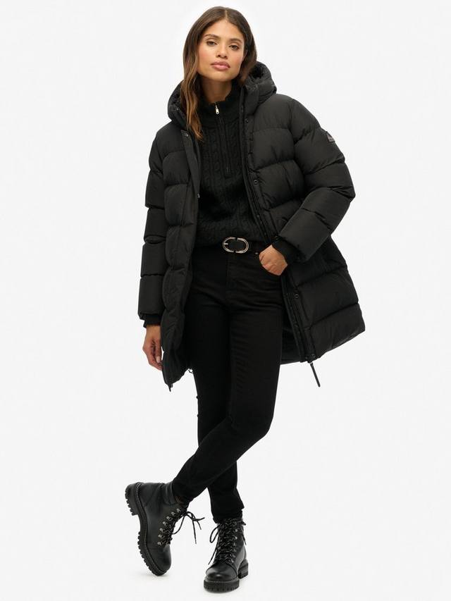 Утепленная худи куртка миди спортивная Superdry, Black — фото 3