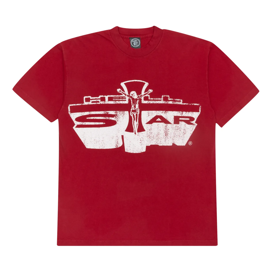 

Футболка Hellstar Studios Jesus Emblem T-Shirt 'Blood Red', бордовый