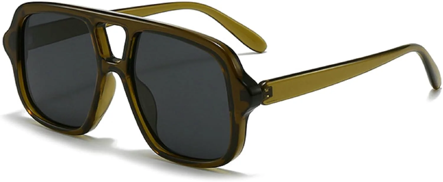 

Квадратные солнцезащитные очки-пилот большого размера для женщин и мужчин, модные солнцезащитные очки с плоской верхней частью, толстая оправа, большие очки mincl, C6