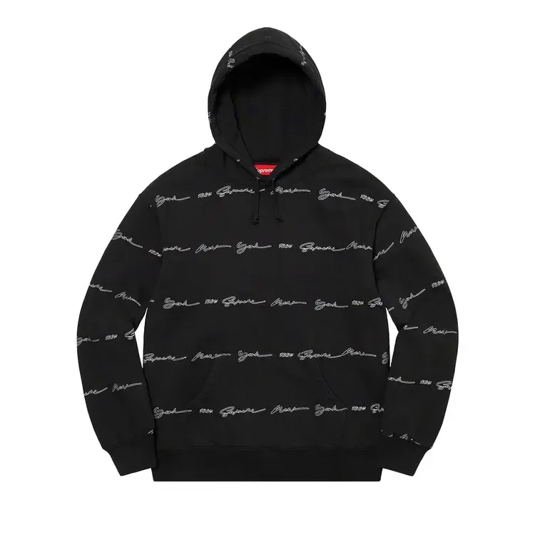 Толстовка Supreme с капюшоном и полосками, черная
