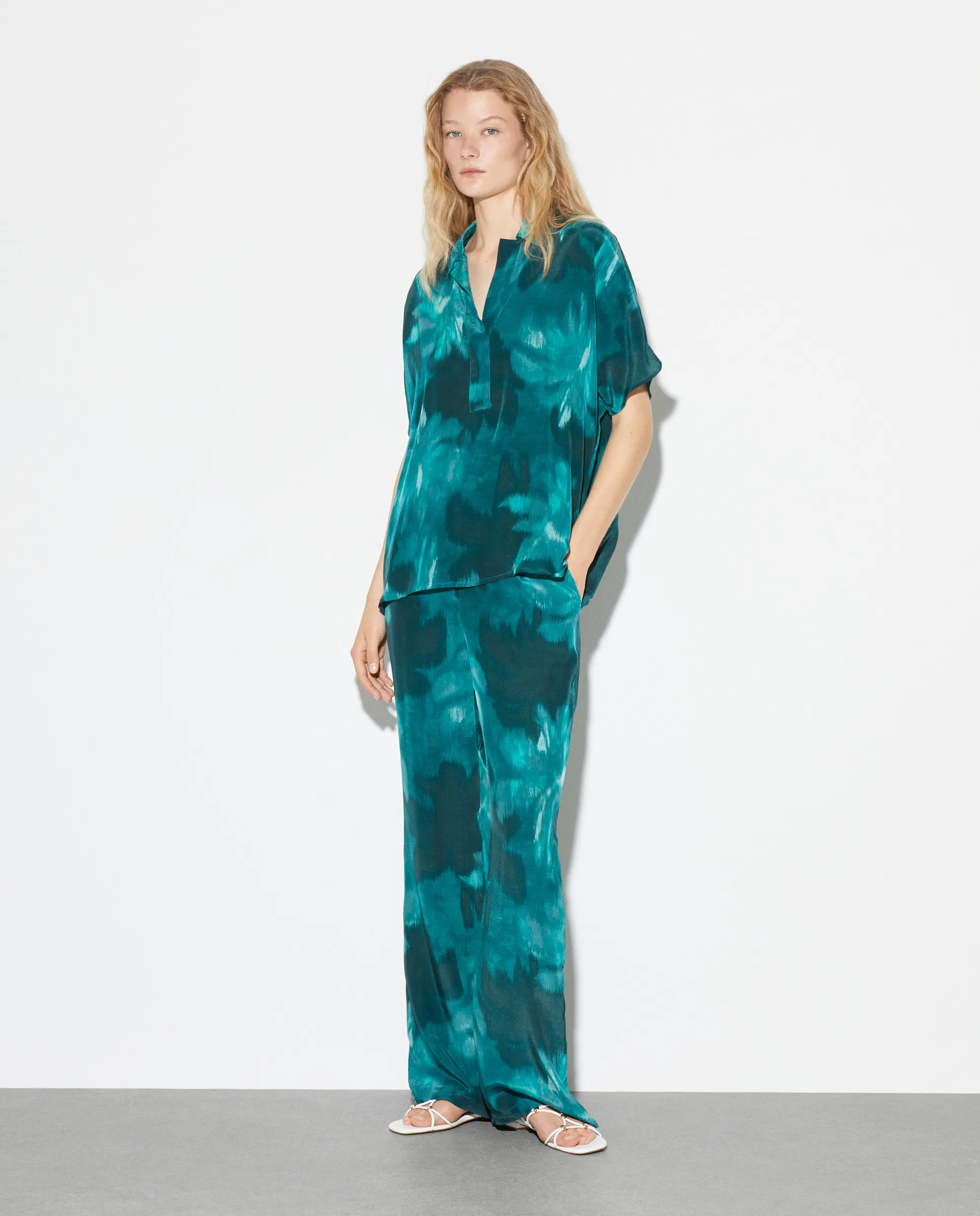 

Широкие брюки с принтом для женщин Woman El Corte Inglés, синий