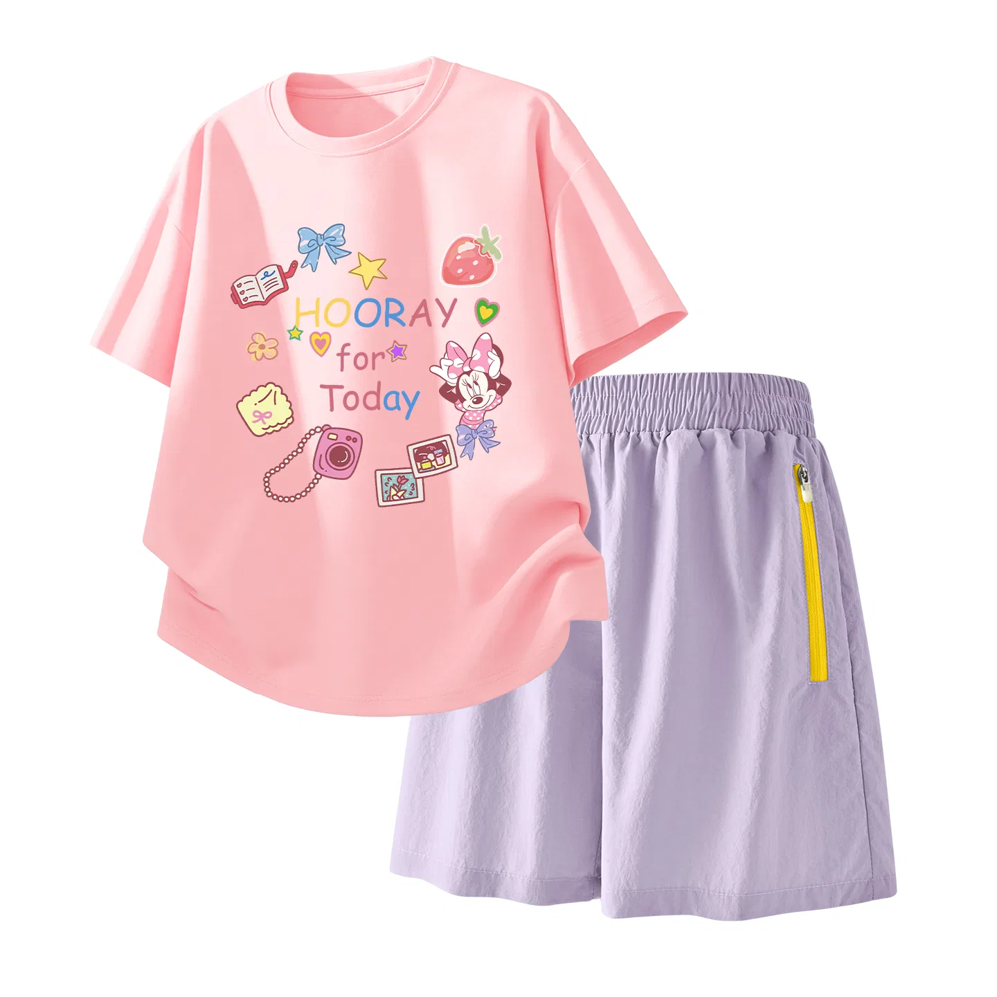 Детский спортивный костюм Casual Sportswear 2 Piece Set Disney, Diversity Pearl Powder+Solid Color Taro Paste Purple — фото 4
