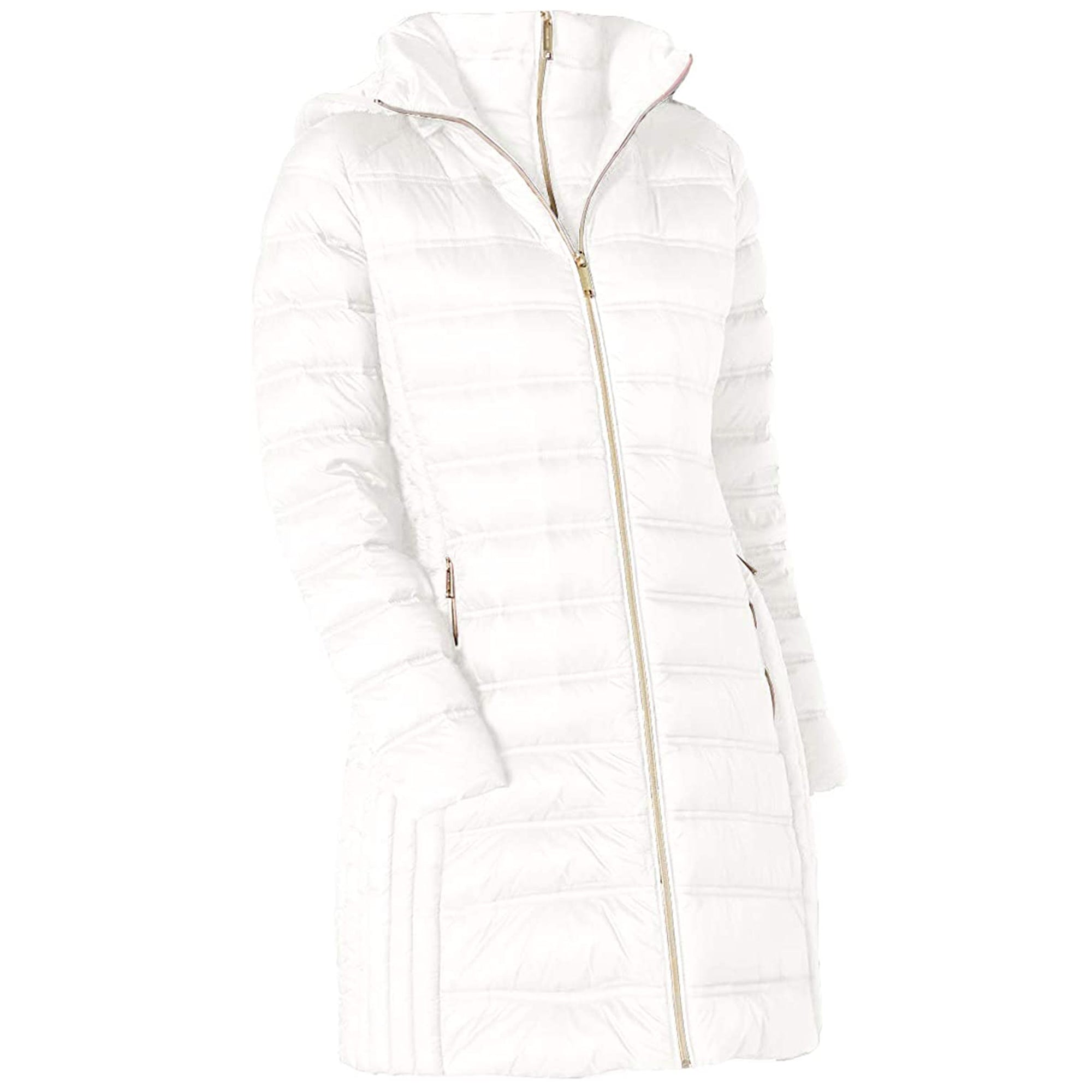 

Michael Michael Kors Белое пуховое пальто с капюшоном, складывающееся в 3/4