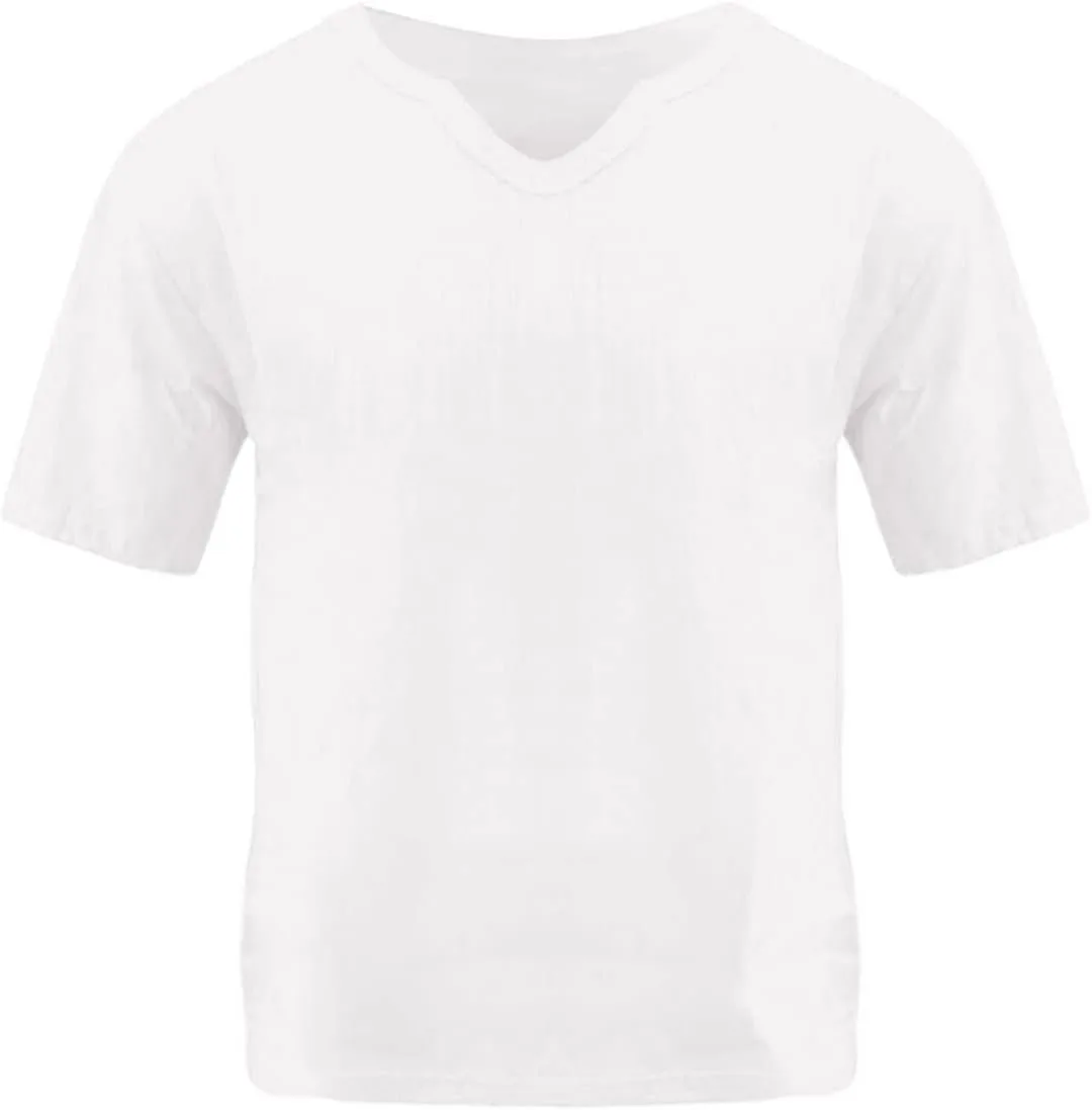 

Мужская футболка с V-образным вырезом и ажурным краем для лета и отдыха