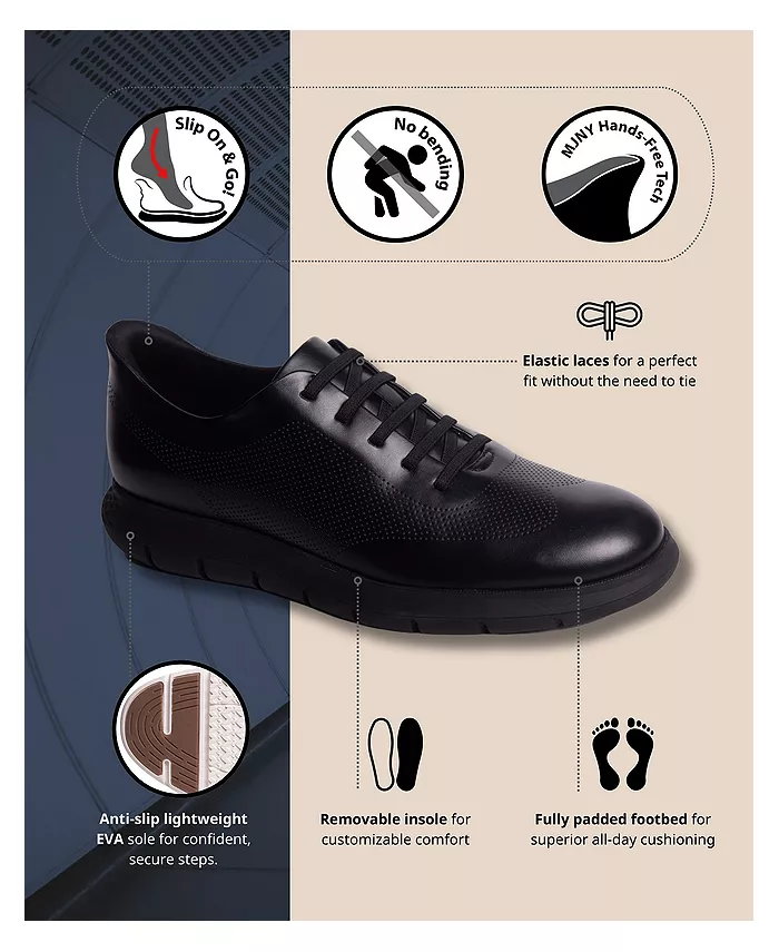 Мужские оксфорды Gold Street Hands-Free Slip On Technology из легкой кожи Marc Joseph New York, черный — фото 3