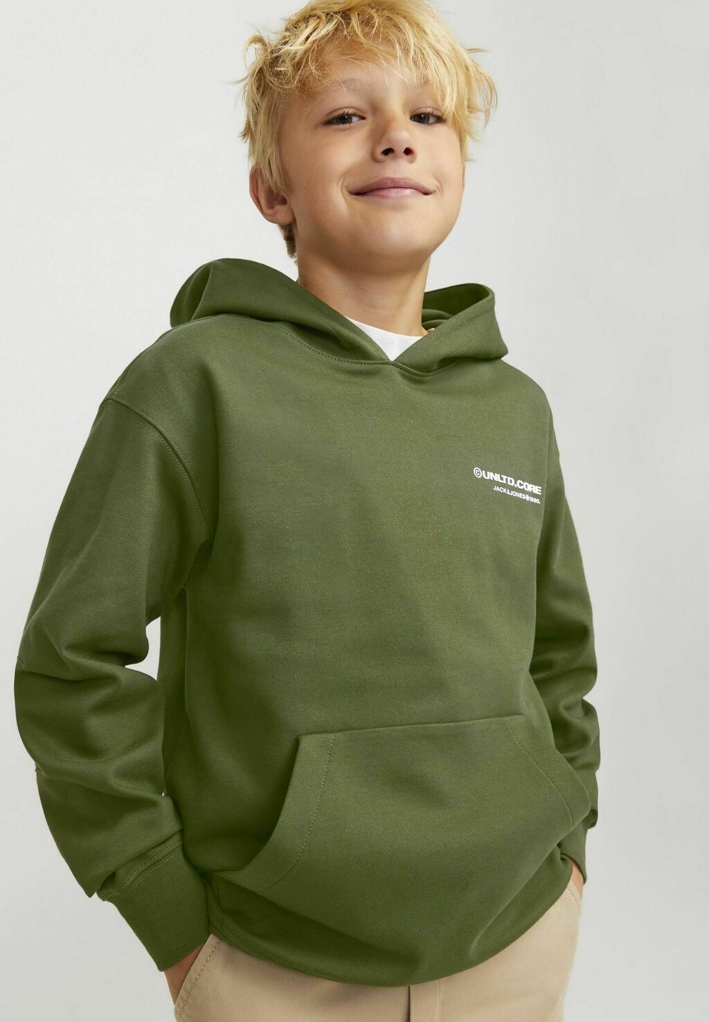 

Толстовка с капюшоном JCOAERO PRINT HOOD Jack & Jones, оливковый