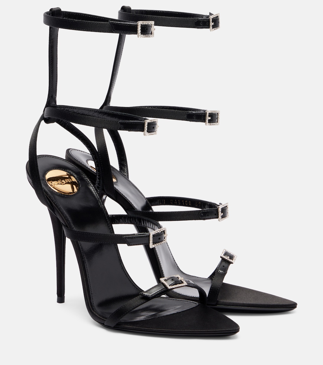 Нюит 110 сандалии из креп-сатина Saint Laurent, нуар