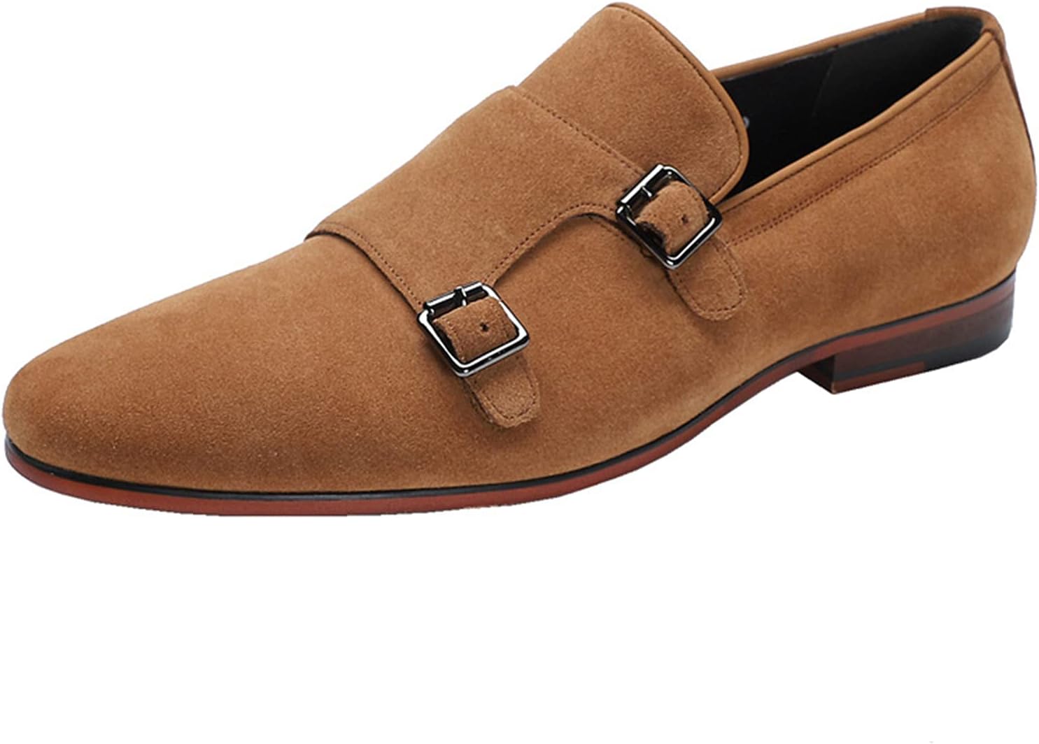 

Мужские классические лоферы с двойной пряжкой типа «монах», с декоративным передним краем, формальные туфли без шнурков, оксфорды для бизнеса и повседневной носки, удобные, коричневого цвета, размер US6-6.5/UK5-5.5/EU38 Wknbeu