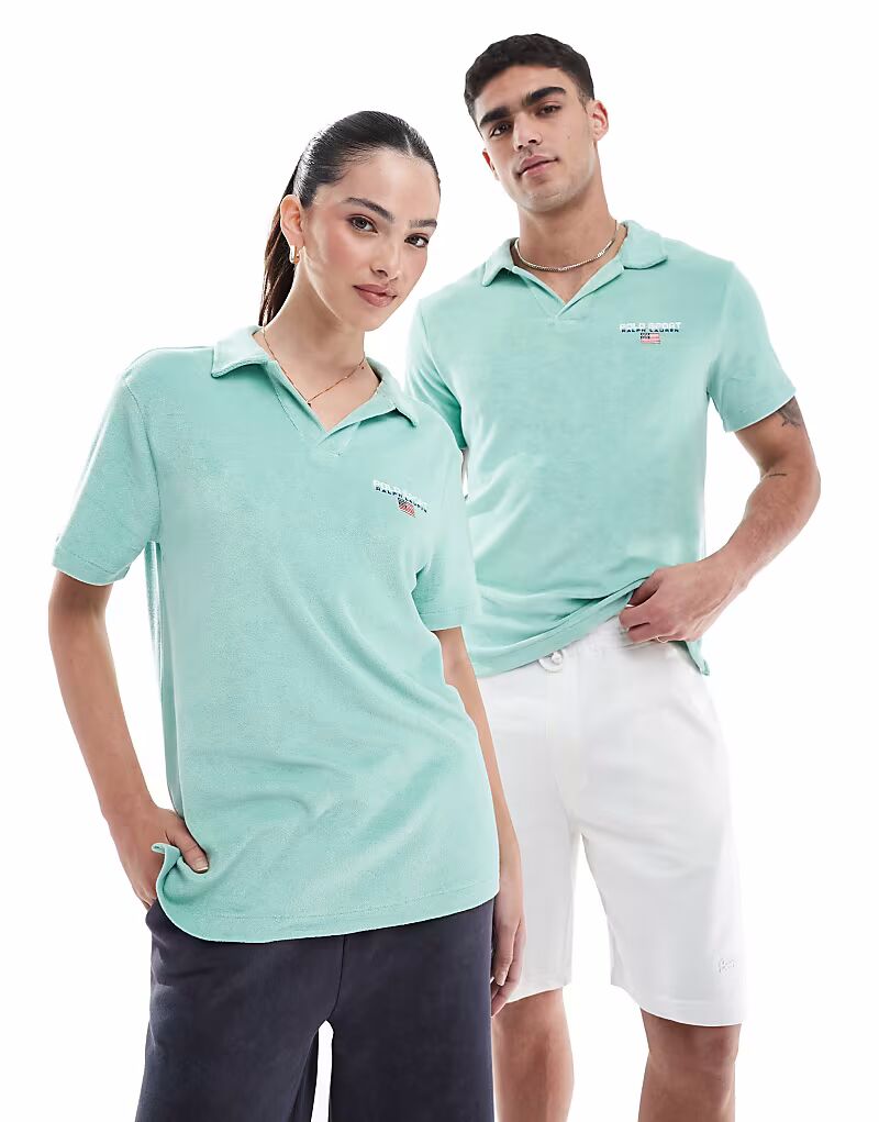 

Polo Ralph Lauren Sport capsule small chest logo легкое поло из хлопчатобумажной махры светло-зеленого цвета