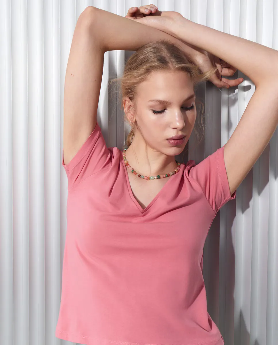 

Футболка женская однотонная с коротким рукавом Easy Wear, цвет 630 Coral