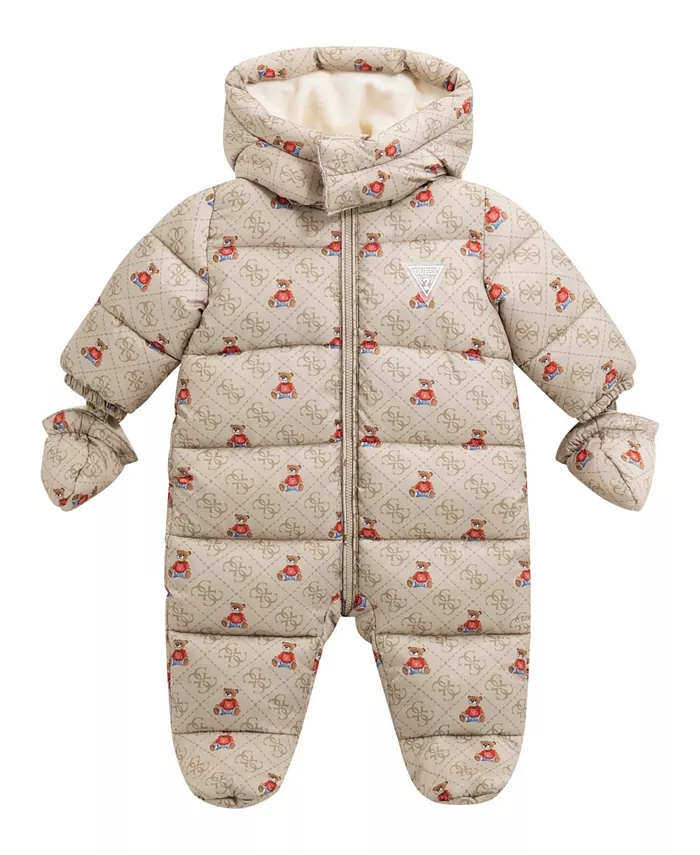 

Утепленный комбинезон с капюшоном для коляски для мальчиков или девочек Guess, загар/бежевый