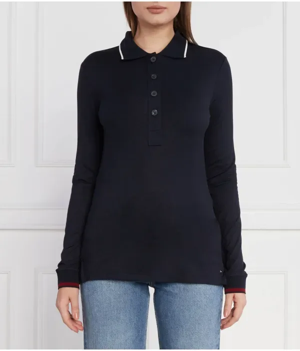 Поло SPLIT GLOBAL STR LS slim fit Tommy Hilfiger, темно-синий