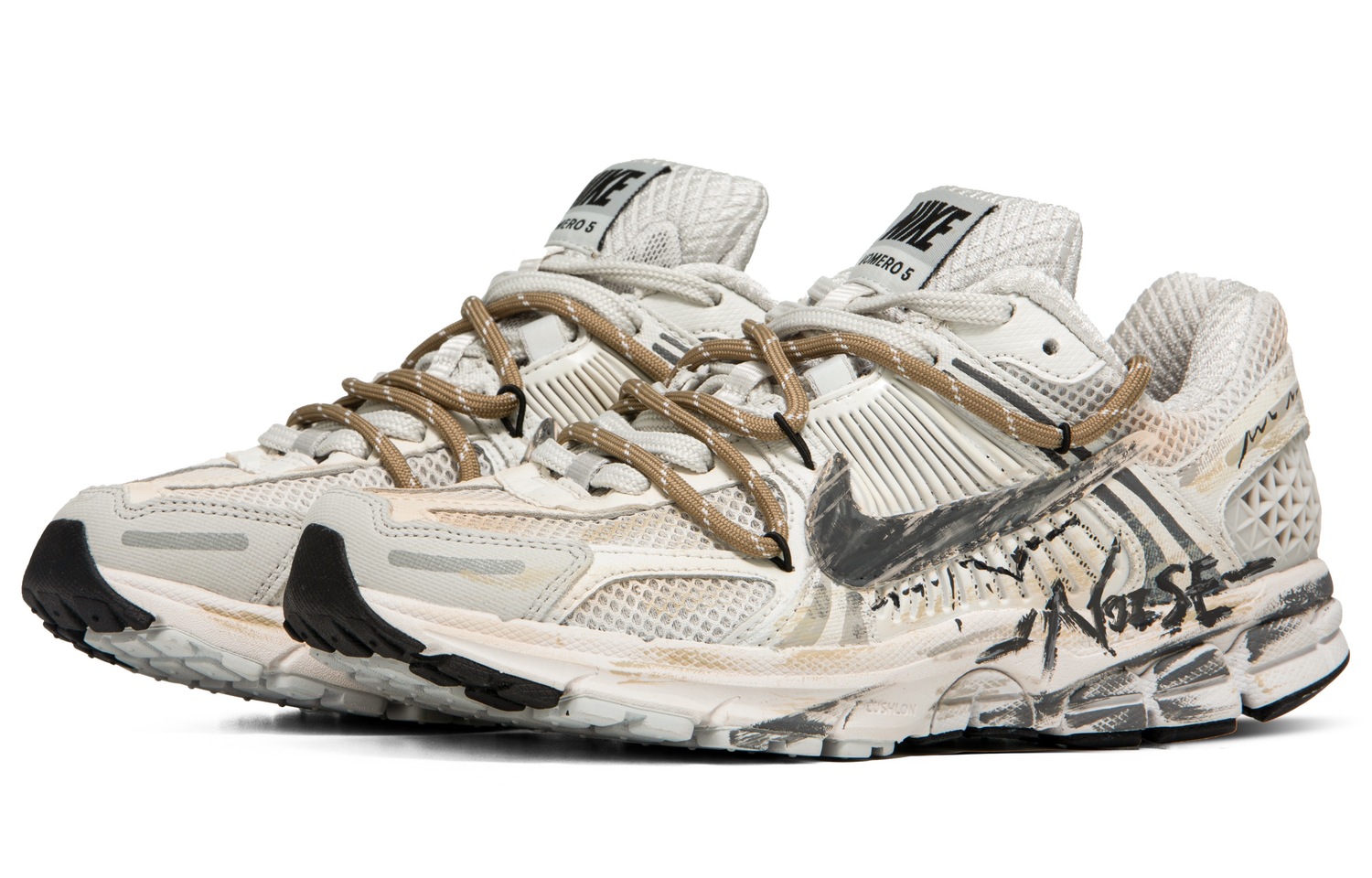 Nike Air Zoom Vomero 5 Нескользящие Легкие Низкие Беговые Кроссовки Унисекс Белый Коричневый Серый Экрю, цвет Ecru — фото 3