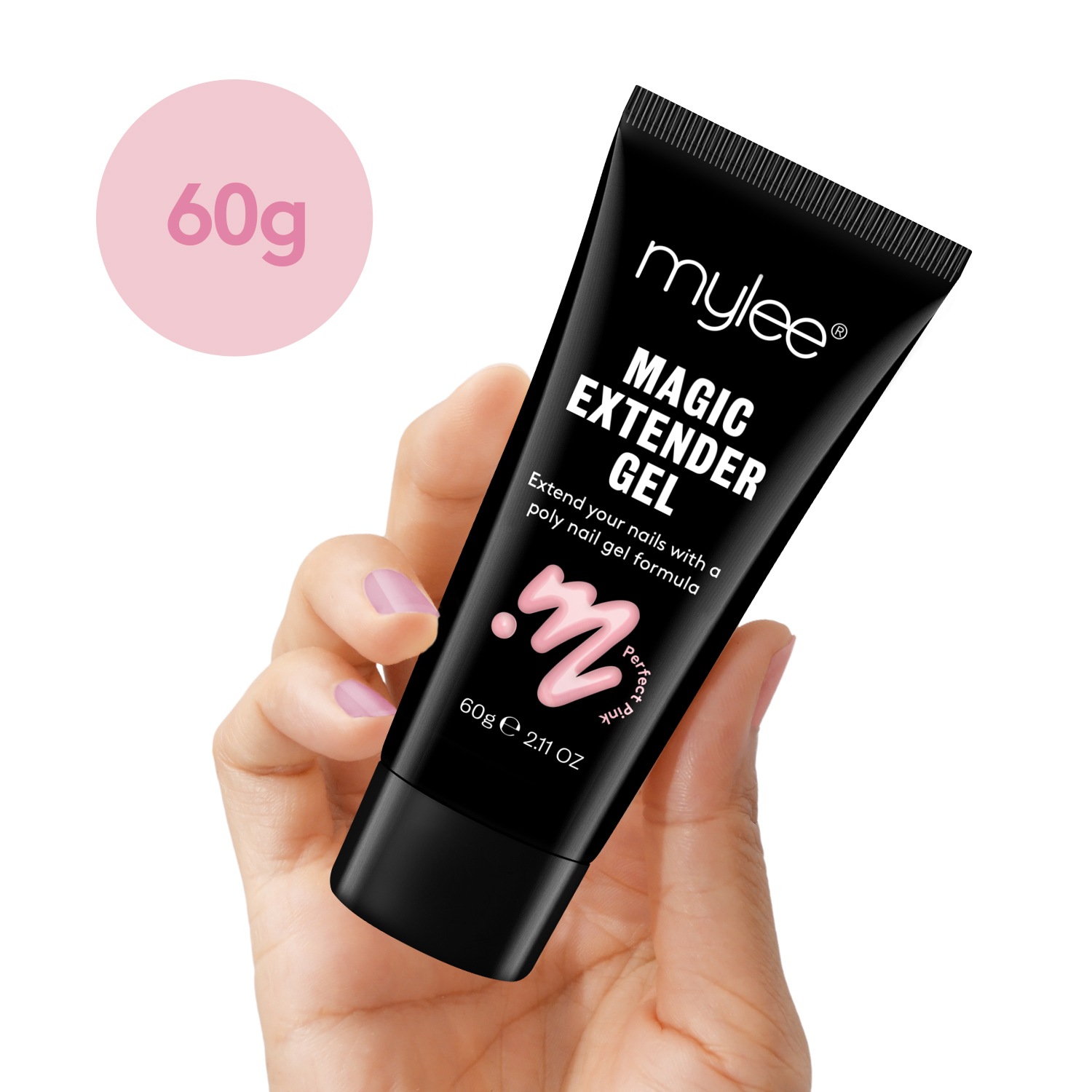 Гель-лак для ногтей magic extender gel (farblos) Mylee, magic extender gel perfect pink, вес 60 гр. — фото 3