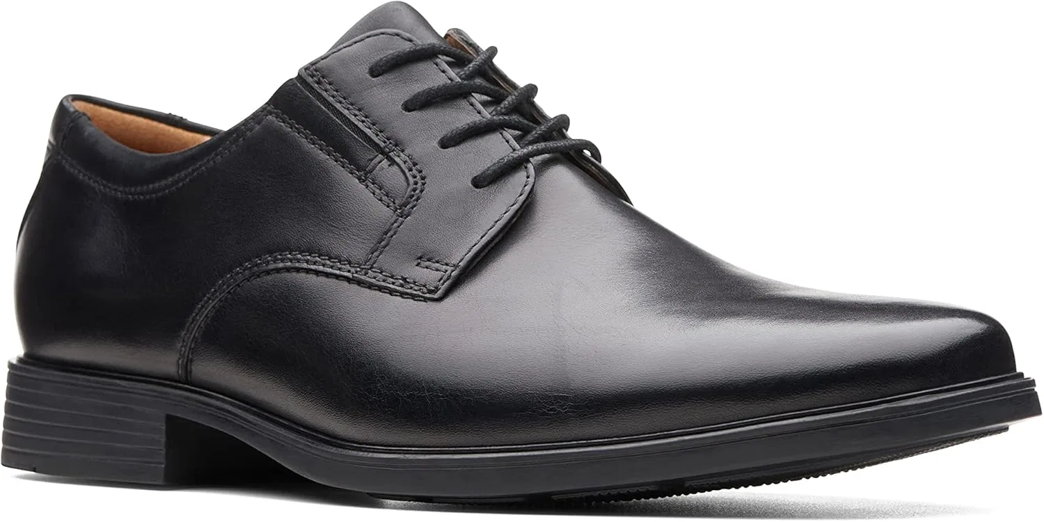 Мужские туфли-дерби Clarks Tilden Plain, Black Leather — фото 3
