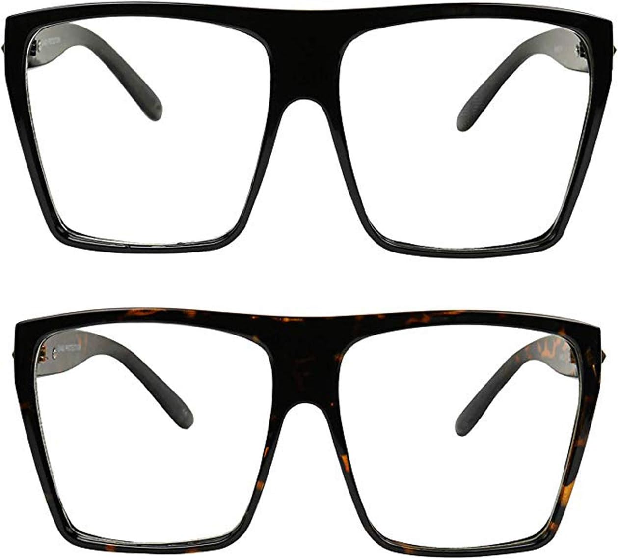 

Солнцезащитные очки ShadyVEU Oversize Square без диоптрий, Ким Кардашьян, большая трапециевидная оправа, прозрачные линзы, эксклюзивный ретро-стиль MOD, 2-pack 1 Black/1 Tortoise