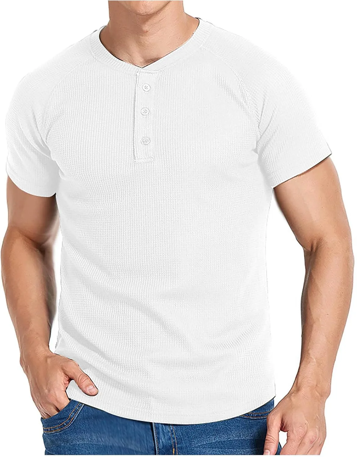 

Мужская футболка хенли с коротким рукавом