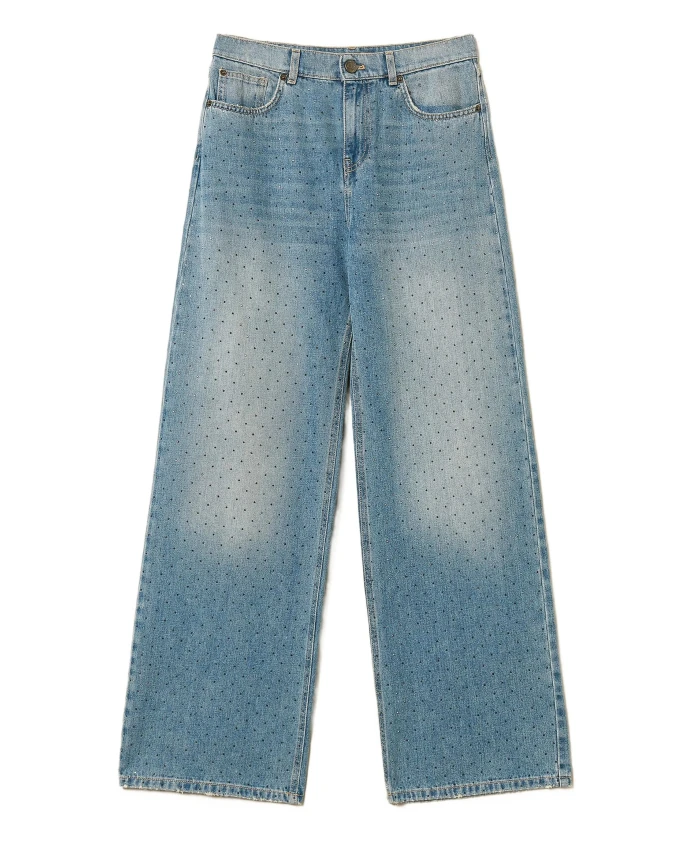 

Джинсы с пятью карманами, украшенные стразами. Twinset, синий