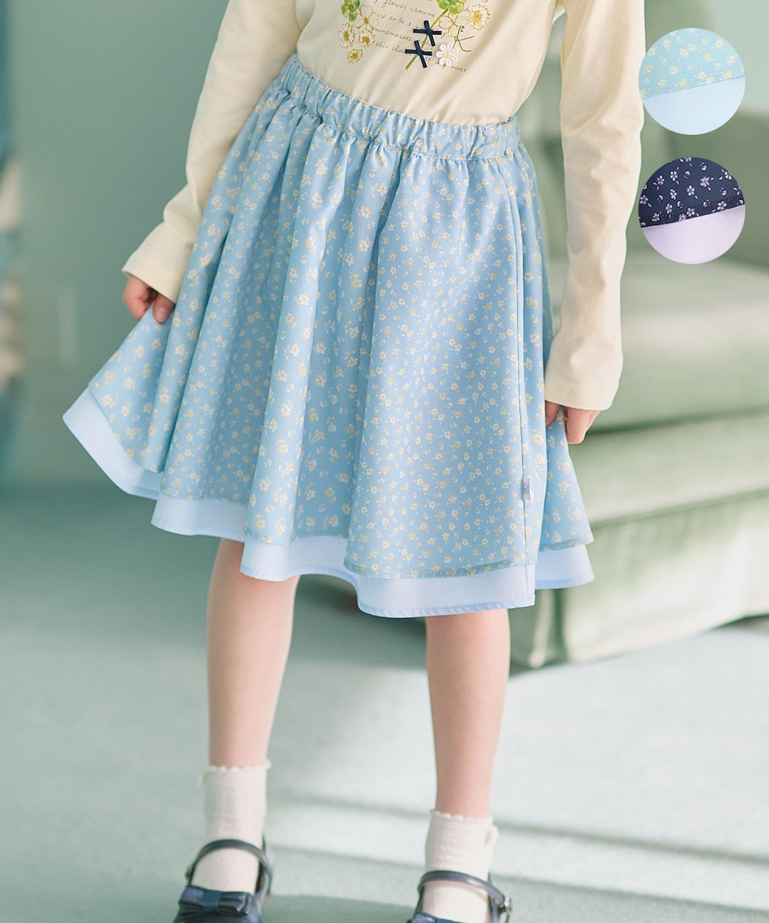 [150-160 см] Юбка в стиле пэчворк с цветочным рисунком Kids Suite, Sax Blue Series 5 [573]