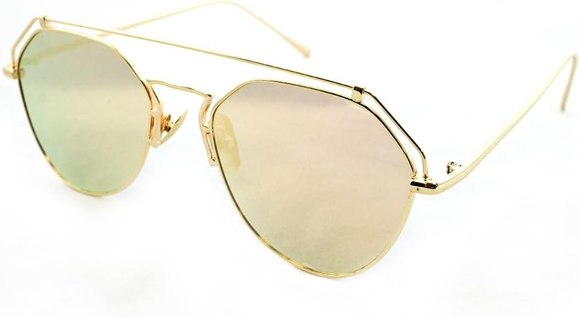 

Newbee Fashion - Солнцезащитные очки-авиаторы "Valky" с геометрическим дизайном, ультрапремиальным корпусом из матового алюминия, оригинальные Newbee Fashion Sunglasses, Gold/Pink