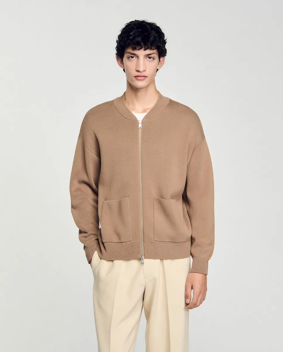 

Мужская трикотажная куртка Sandro, цвет Camel