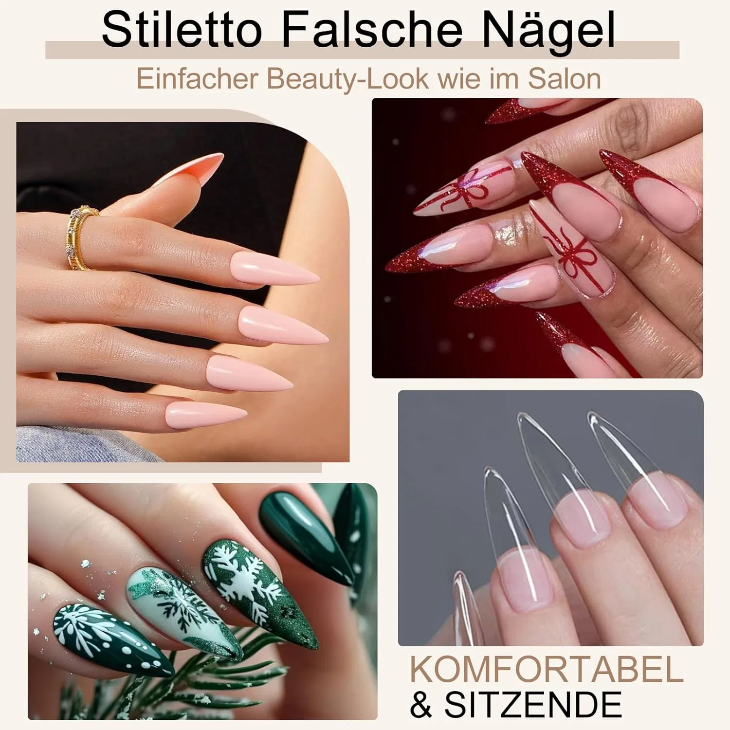 Набор из 300 типсов для гелевых ногтей Stiletto 15 размеров Xiaoheban — фото 2