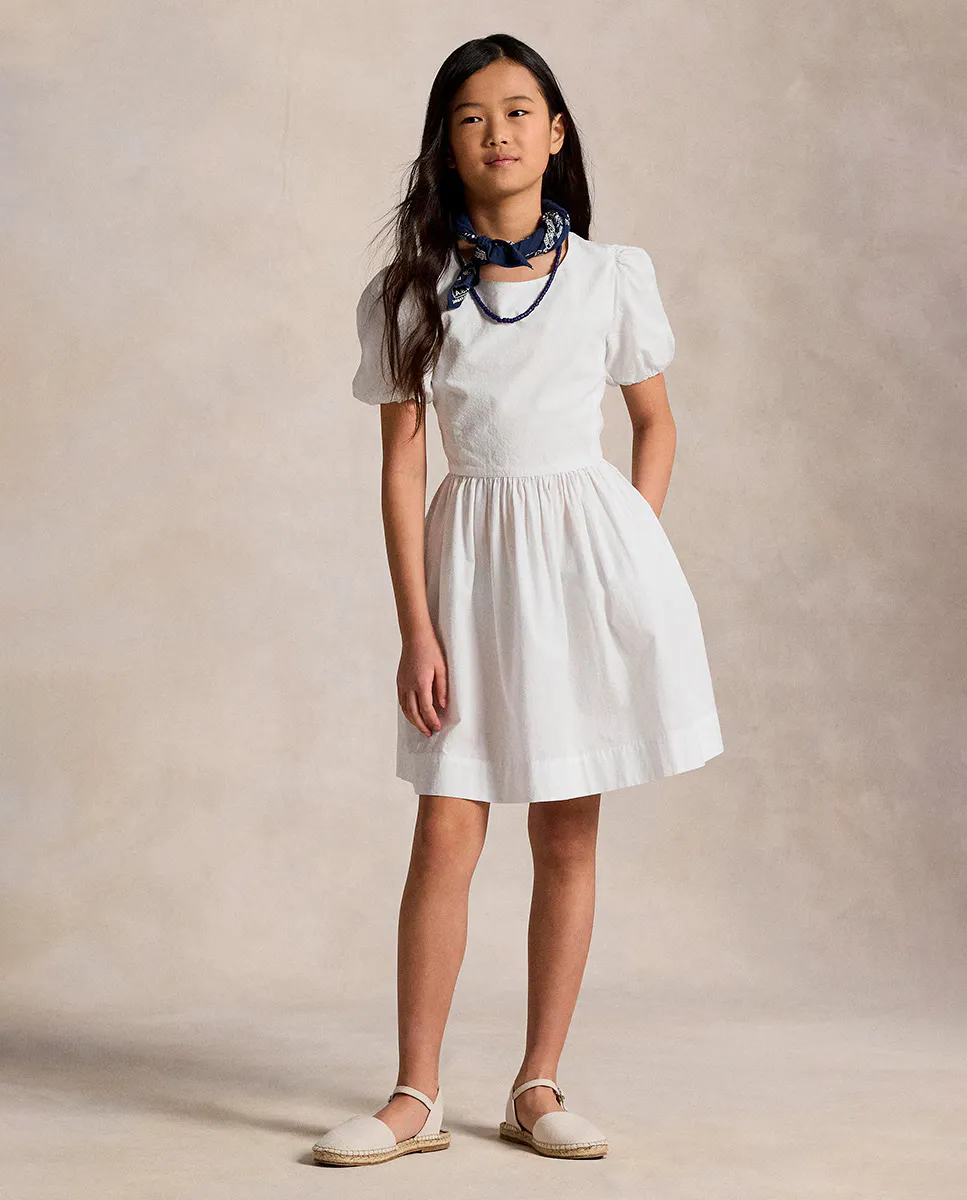

Платье для девочки с короткими рукавами Polo Ralph Lauren, белый