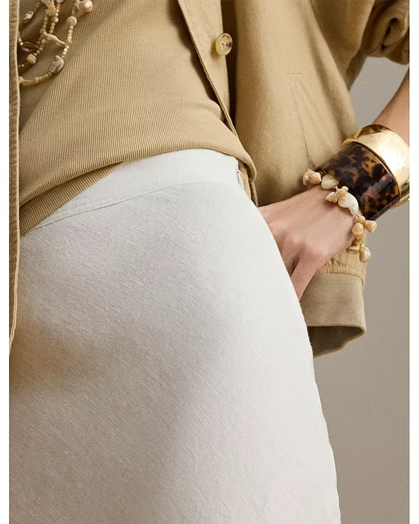 Льняная юбка-карандаш миди Ralph Lauren, White — фото 4
