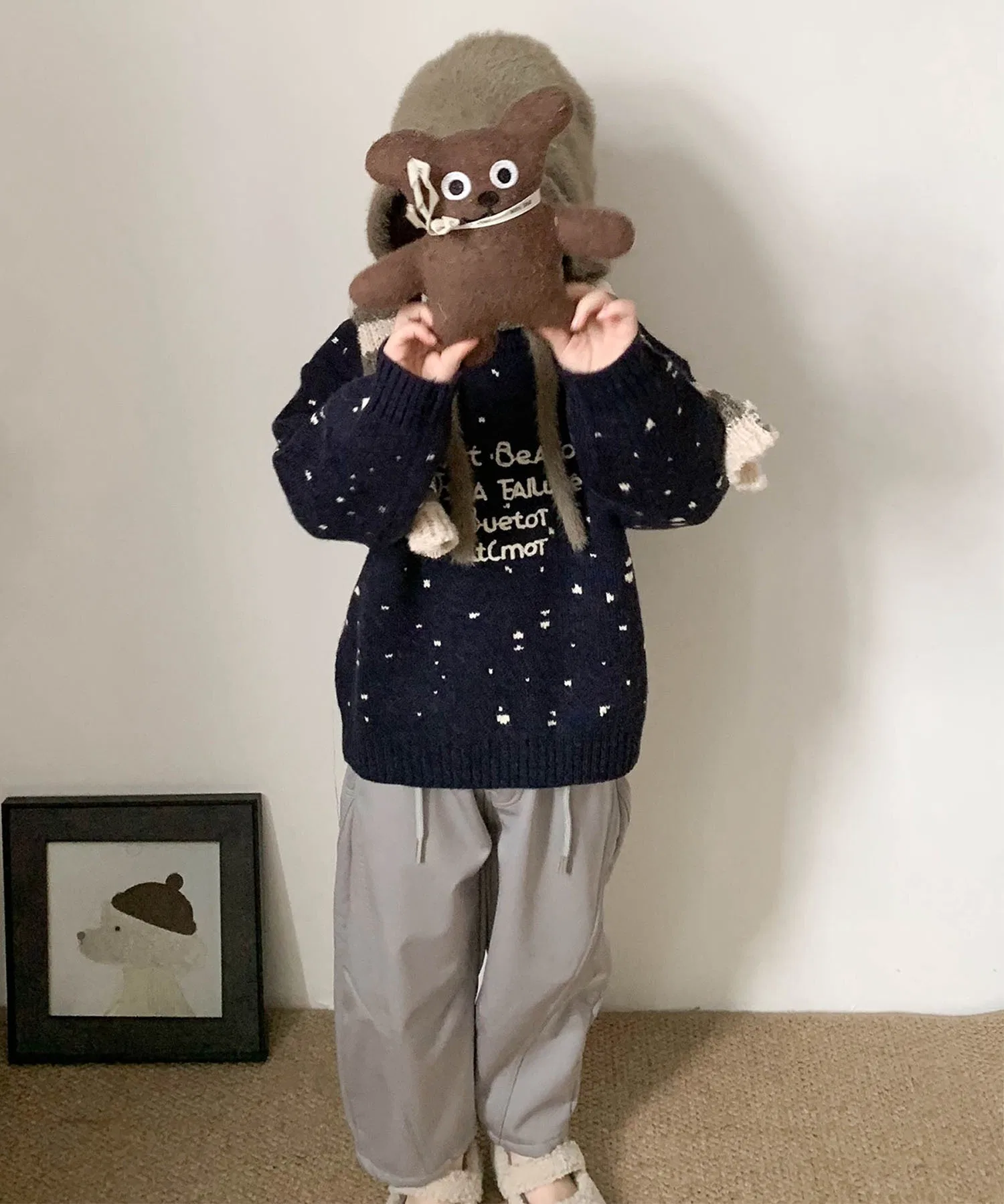 【aimoha-KIDS-】Детский вязаный свитер в горошек — фото 2