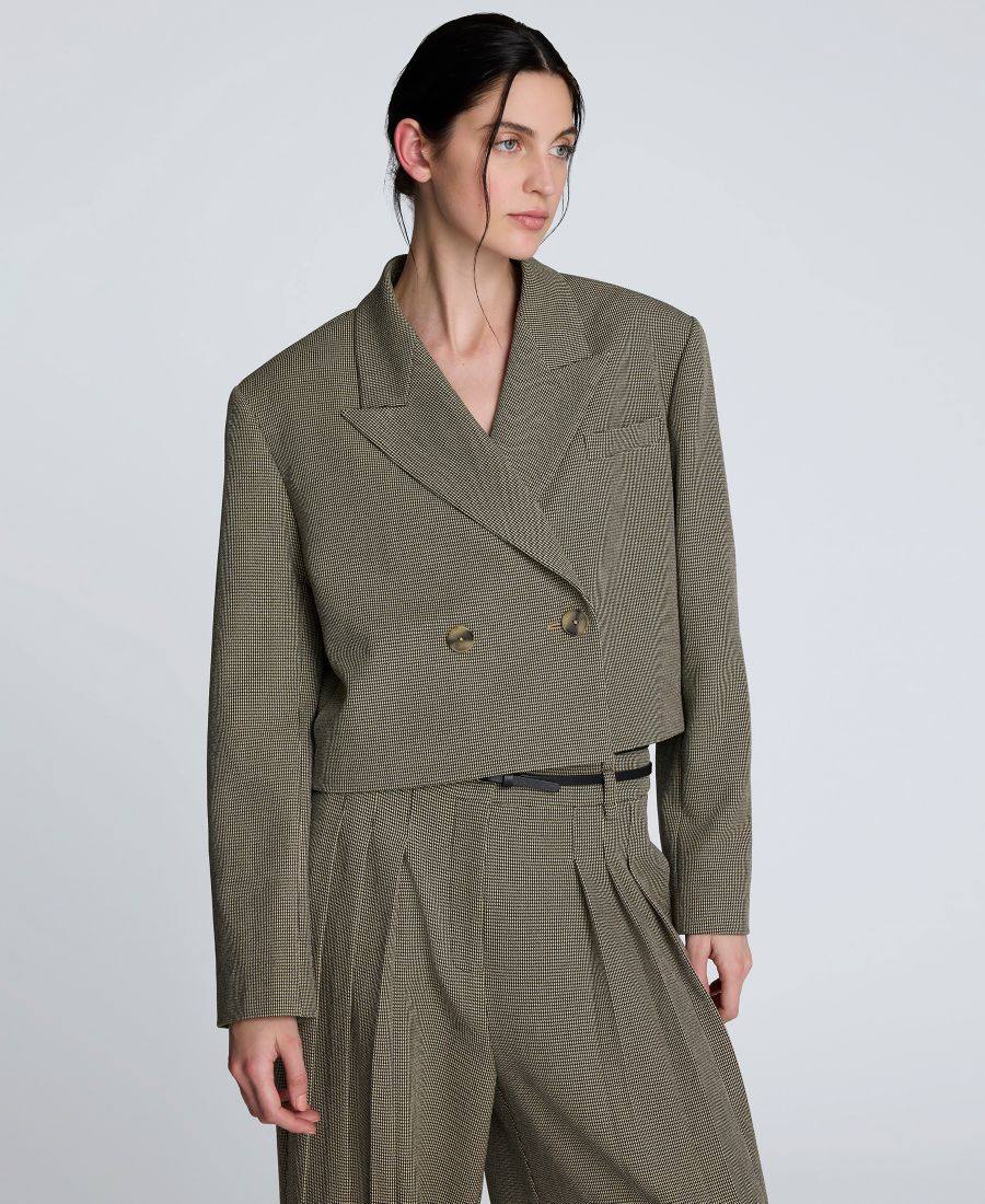 

Женская укороченная куртка в клетку гусиная лапка Kenneth Cole, Black/Almond Milk