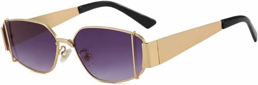 

Панк-очки в металлической овальной оправе для женщин, роскошные мужские очки для путешествий и поездок, модные очки с защитой от УФ-излучения UV400 VVTWSSW, Gold Gradient Gray