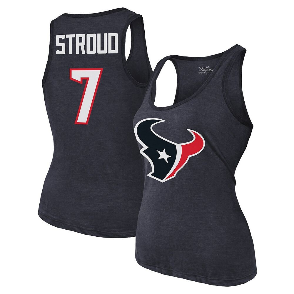

Женские нитки Majestic C. Темно-синяя майка Stroud Houston Texans с именем и номером Tri-Blend Majestic Threads, цвет Txs Navy