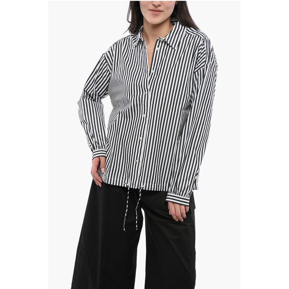 

Рубашка из пряжи в полоску с завязками по низу Woolrich, Black and White