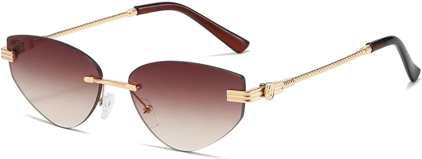 

Солнцезащитные очки с защитой от УФ-излучения UV400 | Женские без оправы с металлическим градиентом | Линзы конфетных цветов для занятий спортом на открытом воздухе и вождения DSVIGF, Gold Gradient Tawny