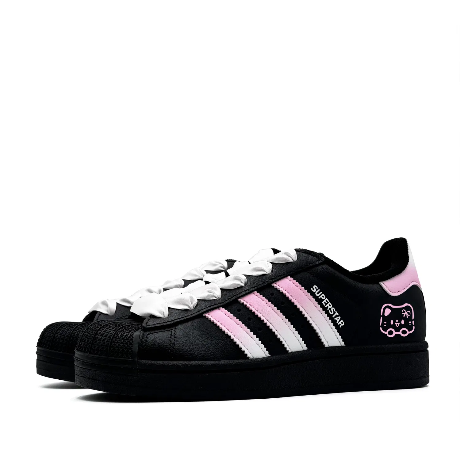 Кроссовки детские Superstar 2 Pink Meow Adidas Originals черные — фото 4