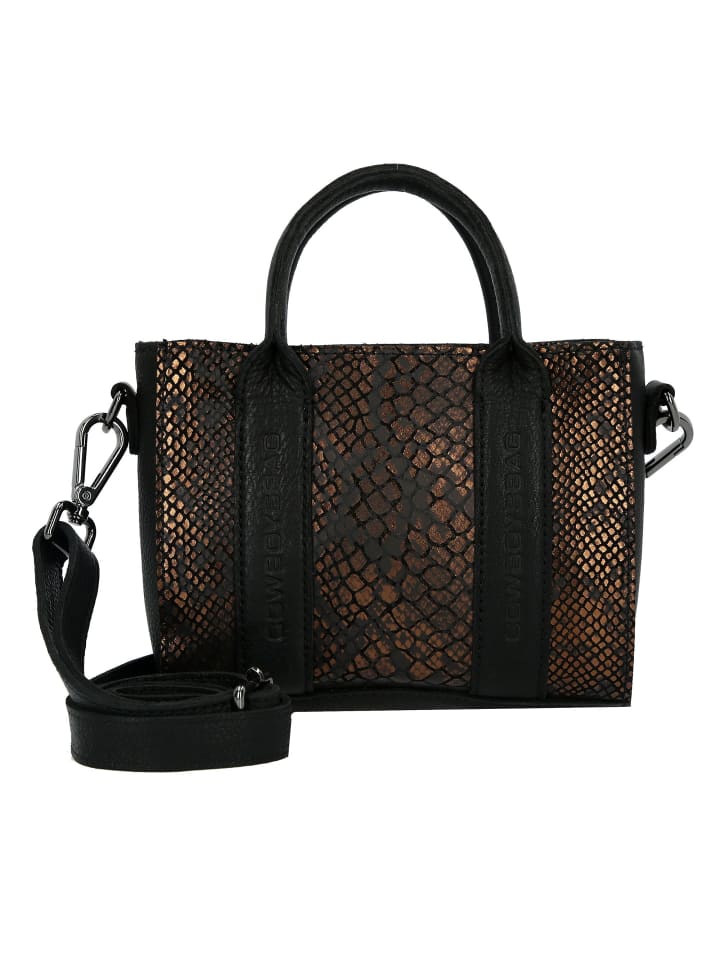 

Cowboysbag Мини-сумочка Glam Newburgh, кожаная, 18,5 см, цвет бронзовый под крокодиловую кожу - черная