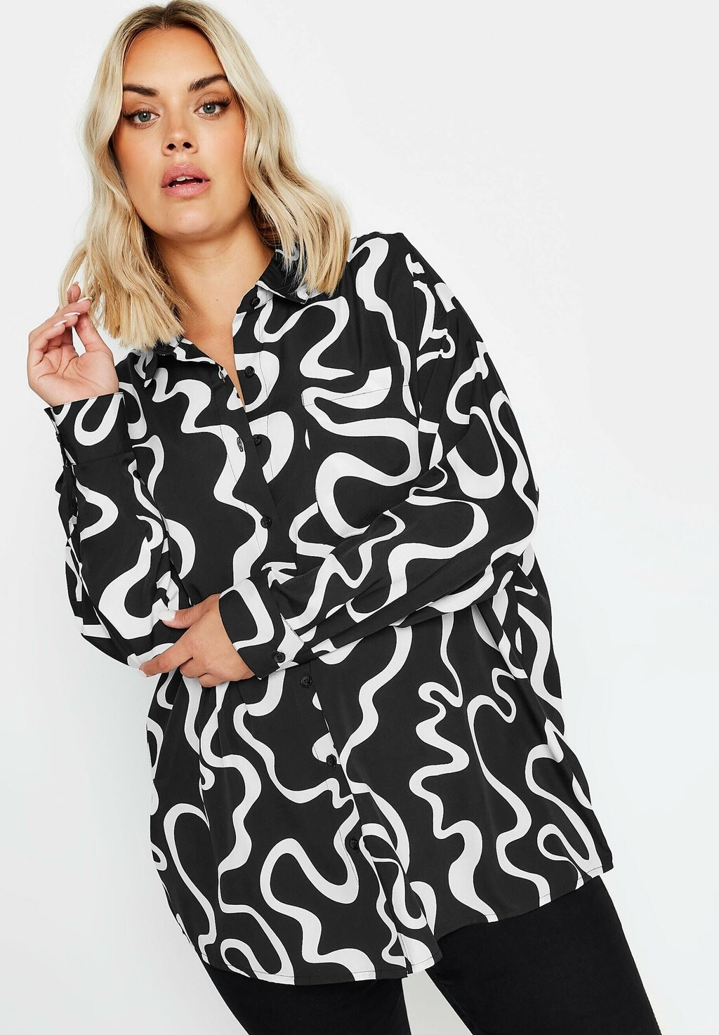 

Блузка на пуговицах ABSTRACT SQUIGGLE OVERSIZED Yours Clothing, антрацит