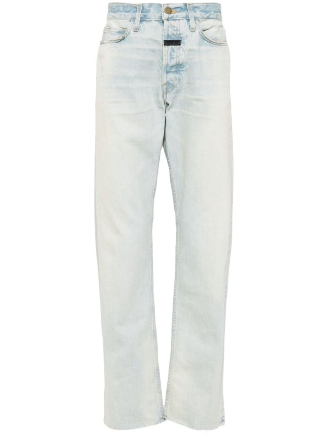 

Fear Of God logo-tag mid-rise straight-leg jeans, синий