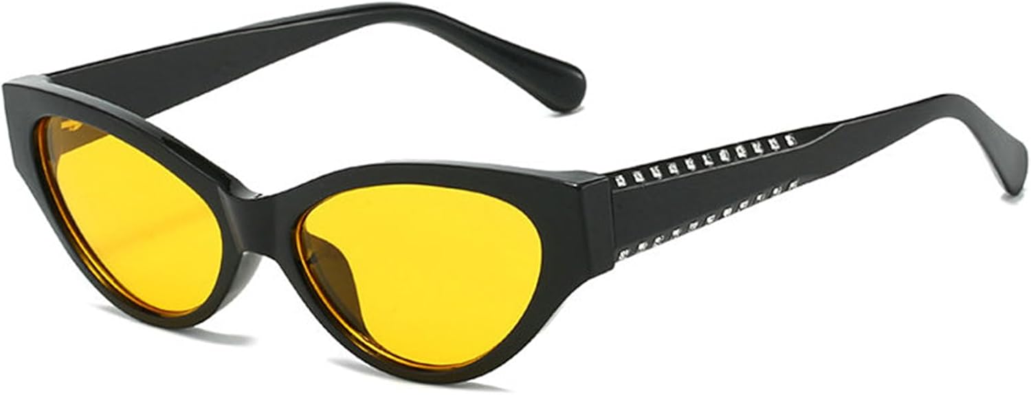 

Солнцезащитные очки COTIA в стиле ретро «кошачий глаз» для женщин и мужчин, модные, с маленькими дужками в форме «кошачьего глаза», украшенные бриллиантами, для активного отдыха, Yellow