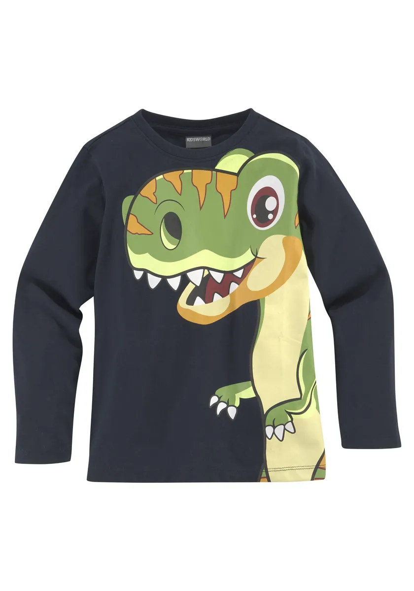 KIDSWORLD рубашка с длинными рукавами "CURIOUS DINO", цвет морской волны — фото 2