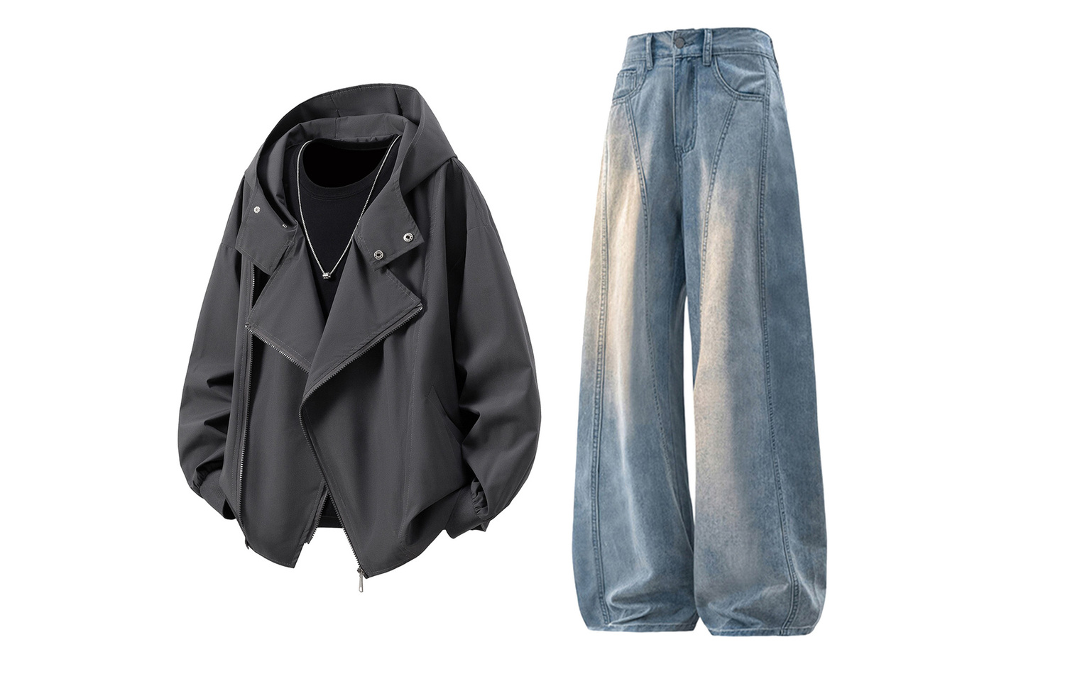 

Повседневная спортивная одежда Unisex с лацканом Moderate X1617, серый jacket+синий pants