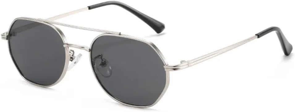 

Модные солнцезащитные очки в многоугольной овальной оправе, унисекс, стильный уличный дизайн, визуально сужают лицо, обеспечивают защиту от УФ-излучения TVTBBVV, Silver Gray