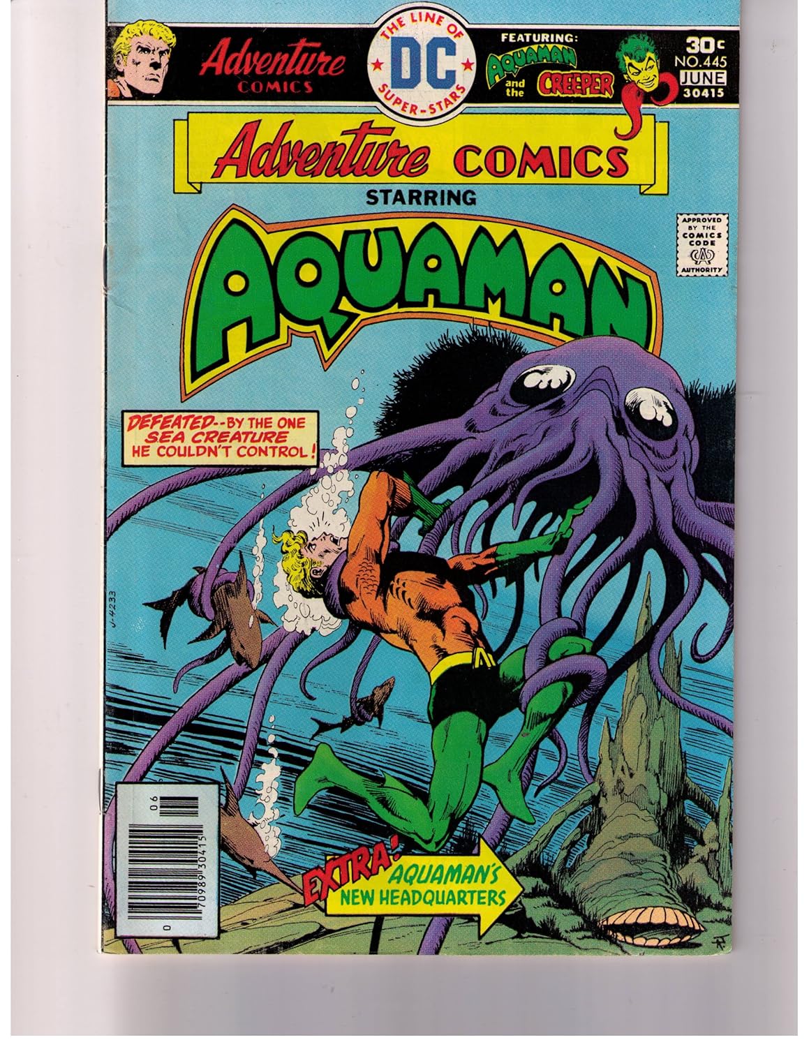 

Adventure Comics Starring Aquaman No. 445 June1976 (Extra! Aquaman's New Headquarters, Vol. 42) (DC)