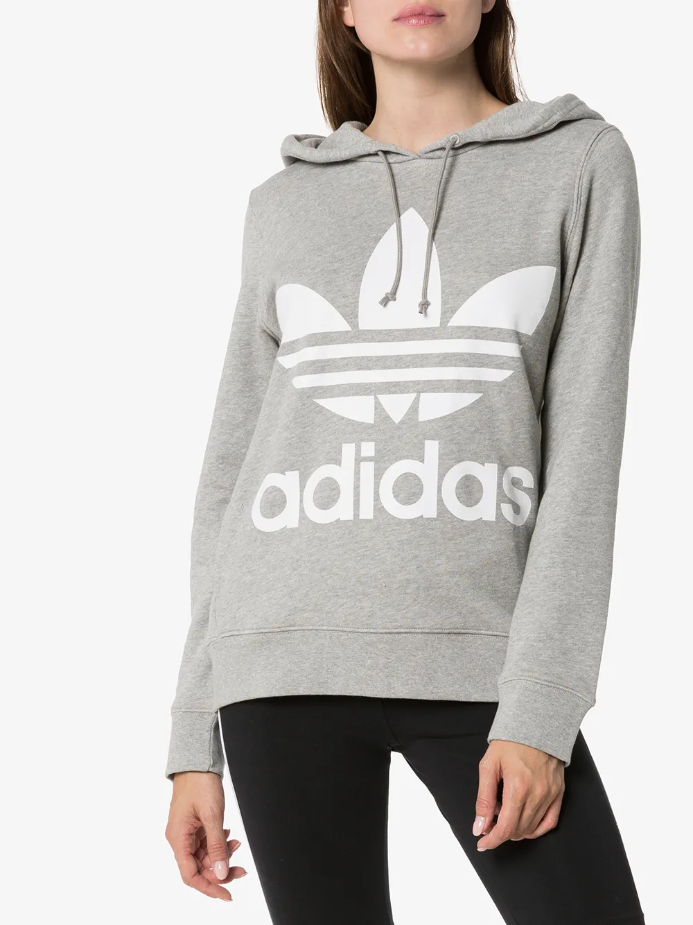 Худи с логотипом Trefoil adidas, серый — фото 3