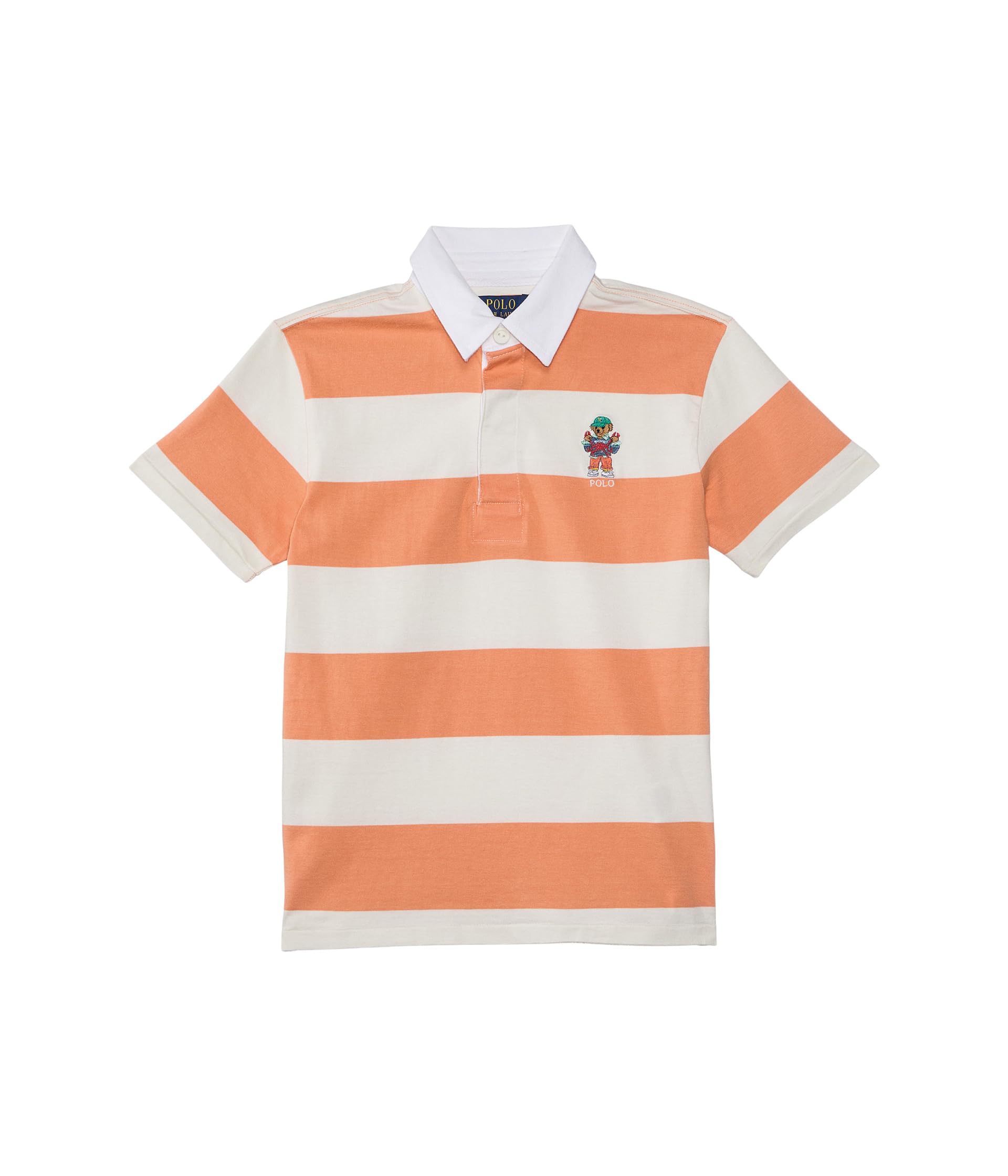 

Поло Polo Ralph Lauren Kids Polo Bear Short-Sleeve Rugby Shirt, цвет SP25 Poppy/Deckwash White Bear