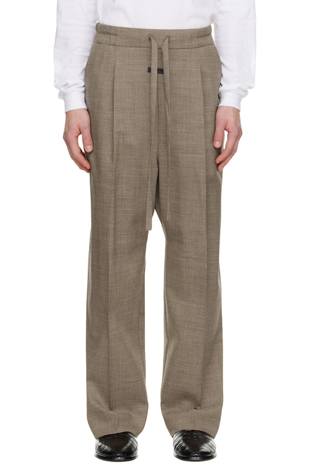 

Fear Of God Бежевые прямые брюки из натуральной шерсти на шнуровке